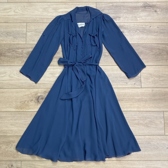 Vintage Miss Ashlee Sheer Midi‎ Dress Romantic Twee - Picture 1 of 13